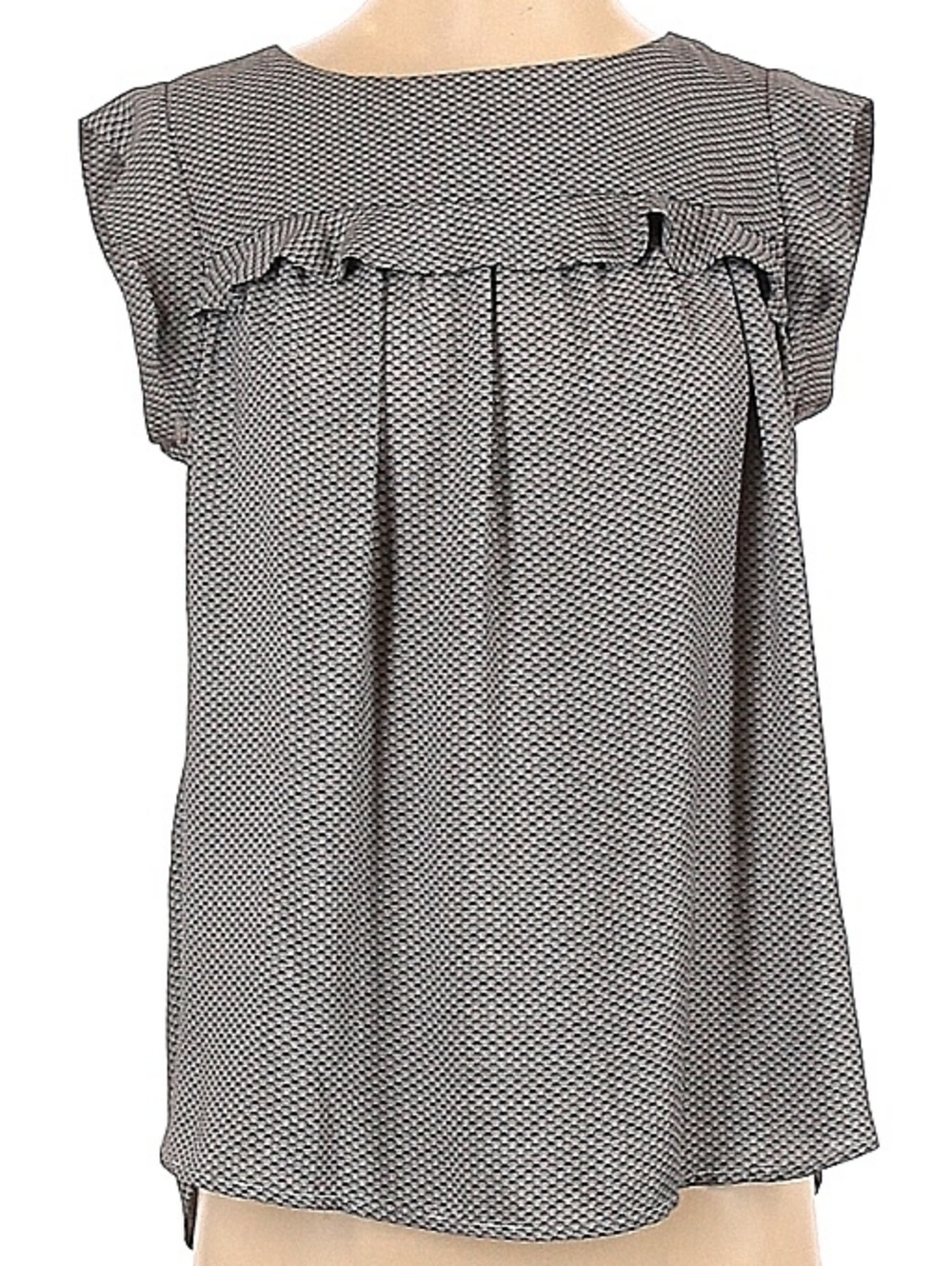 LOFT Black and White Circular Print Sleeveless Top